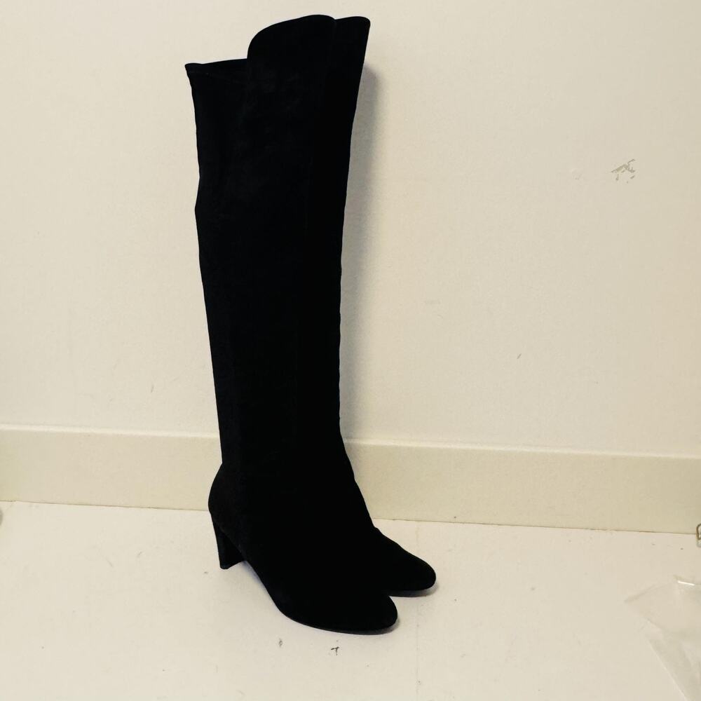 Stuart Weitzman Boots Womens 8 Black Suede Over The Knee Sock Stretch Heel